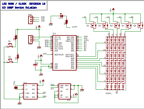 led matrix sign clock rtc microcontroller schematic
