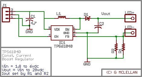 tps61040 step-up boost converter smps led driver
